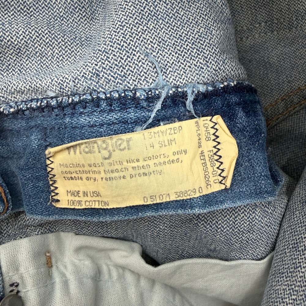 Wrangler 13MWZBP Kids Slim Cowboy Cut Jeans Blue 14 Slim Made in USA Vintage - Picture 4 of 11